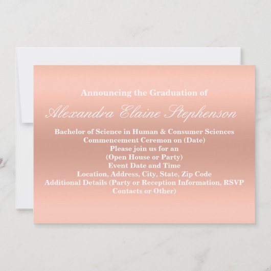 バラエレガント金ゴールド3写真の卒業発表 招待状 (裏面)