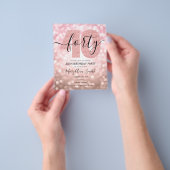 バラエレガント金ゴールド40th誕生日パーティー招待状 チラシ (手)