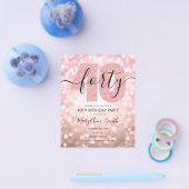 バラエレガント金ゴールド40th誕生日パーティー招待状 チラシ (シングル)