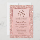 バラエレガント金ゴールド50歳と素晴らしい50歳の誕生日 招待状 (正面)