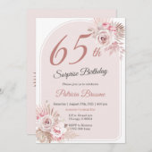 バラエレガント金ゴールド65thサプライズ誕生日パーティー 招待状 (正面/裏面)