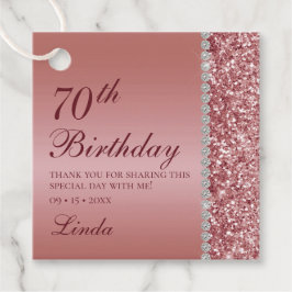 バラエレガント金ゴールド70th誕生日ありがとう フェイバータグ