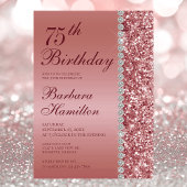 バラエレガント金ゴールド75thフォトバースデーパーティー 招待状