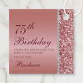 バラエレガント金ゴールド75th誕生日ありがとう フェイバータグ (裏面)