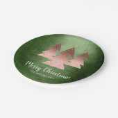 バラエレガント金ゴールド&グリーンメリークリスマスツリー ペーパープレート (アングル)