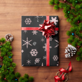 バラエレガント金ゴールド&マーブルクリスマススノーフレーク ラッピングペーパー