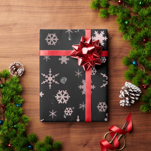 バラエレガント金ゴールド&マーブルクリスマススノーフレーク ラッピングペーパー (クリスマスギフト)