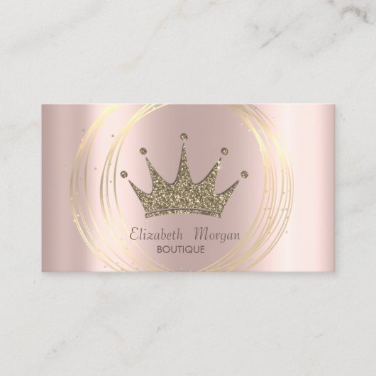 バラエレガント金ゴールド、金ゴールドサークルグリッターティアラ 名刺 (正面)