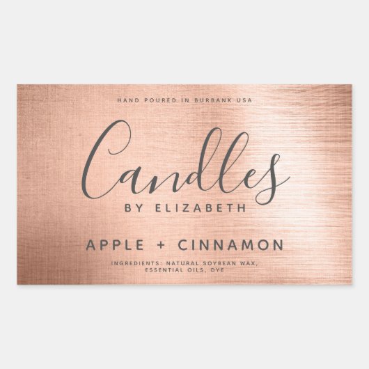 バラエレガント金箔しょうゆキャンドルラベル 長方形シール (正面)