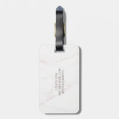 バラエレガント金箔ホワイトマーブルストーンモノグラム ラゲッジタグ (裏面縦)