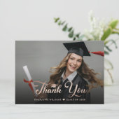 バラエレガント金箔写真卒業 サンキューカード (スタンド正面)