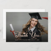 バラエレガント金箔写真卒業 サンキューカード (正面/裏面)