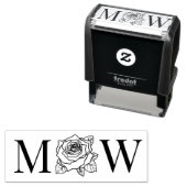 バラエレガント開花フラワー2イニシャル結婚ズカップル セルフインキングスタンプ (インサイチュ)