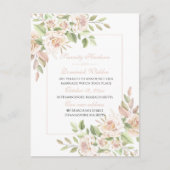 バラエレガント・ピンク・フローラ・たった今結婚しました結婚ズ 案内ポストカード (正面)