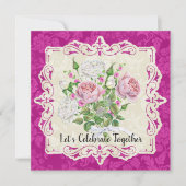 バラエレガント&プオーニーブライダルシャワー 招待状 (正面)