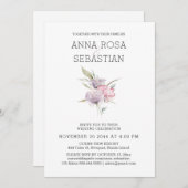 *~*バラエレガントAR15 PINKフローラRSVP結婚の 招待状 (正面/裏面)