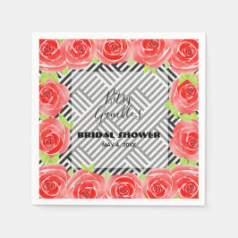 バラオンブラック&ホワイトストライプナプキンス スタンダードカクテルナプキン