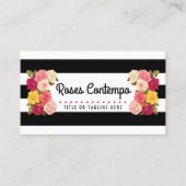 バラオンモダンブラック&ホワイトストライプズChic Florist 名刺 (正面)