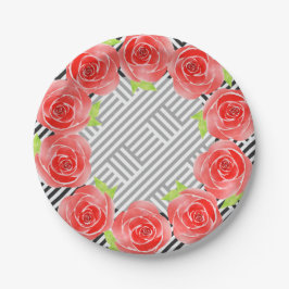 バラオン白黒ストライプ ペーパープレート