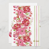 バラオン白&ヴィンテージ花模様とクラシックストライプ シーズンカード (正面/裏面)