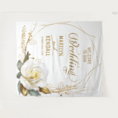 バラオーガニック金ゴールド結婚フローラの背景 タペストリー (正面(横))