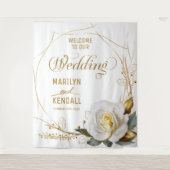 バラオーガニック金ゴールド結婚フローラの背景 タペストリー (正面)