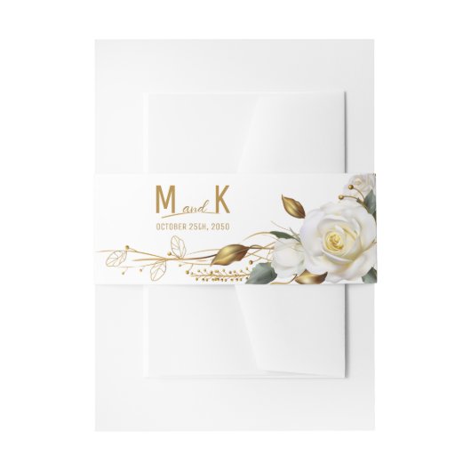 バラオーガニック金ゴールド結婚フローラ 招待状ベリーバンド (正面例)