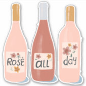 バラオールデイワインラバーズイラストレーションアート シール (正面)