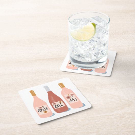 バラオールデイワイン愛好家ワイン スクエアペーパーコースター (インサイチュ)