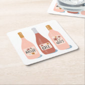 バラオールデイワイン愛好家ワイン スクエアペーパーコースター (アングル)