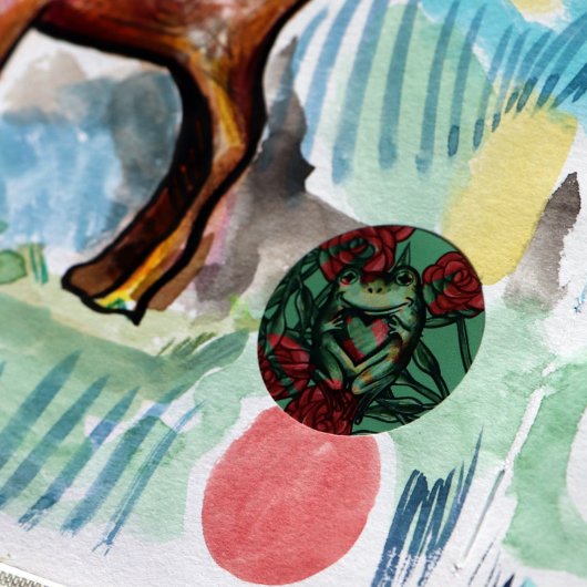 バラカエルバラフロッグパターンロージーフロギー ラウンドシール