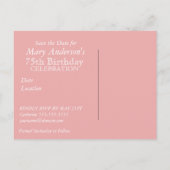 バラカスタマイズ可能な75誕生日日付投稿の保存 案内ポストカード (裏面)