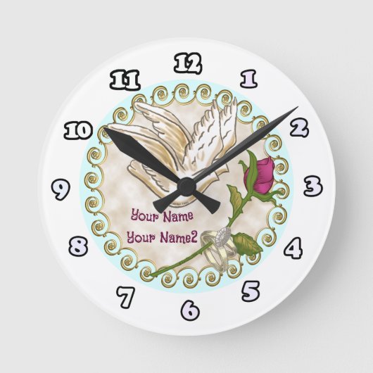 バラカスタムウェディングクロック ラウンド壁時計 (正面)