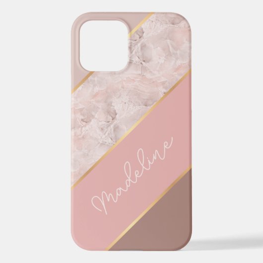 バラカスタムトゥーペマウブダスティ赤面ピンクマーブル iPhoneケース (裏面)