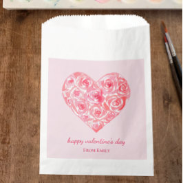 バラカスタムピンクウォーターカラーハートバレンタインデー フェイバーバッグ