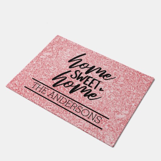 バラカスタムピンクホームスウィートホーム ドアマット (アングル)