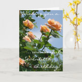 バラカスタムフロントピンク錬金術師誕生日任意の年齢 カード (黄色い花)