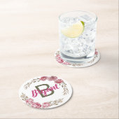 バラカスタムモノグラムデザイン ラウンドペーパーコースター (インサイチュ)