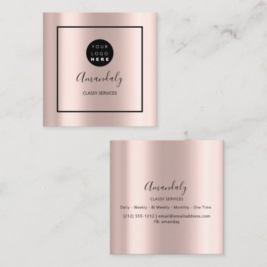 バラカスタムロゴ枠入りメイクアップアーティスト スクエア名刺 (正面/裏面)