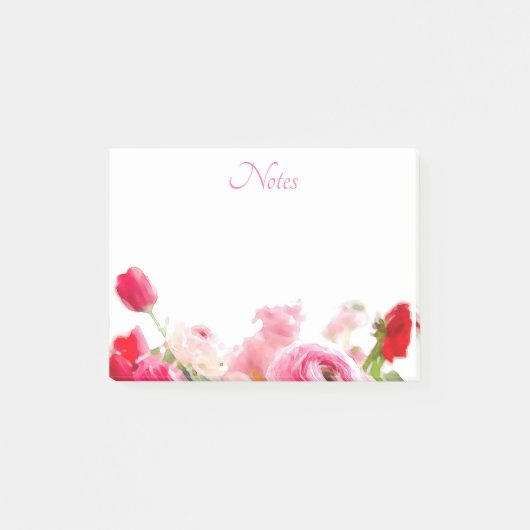 バラカスタム花フローラ水彩テンプレート ポストイット (正面)