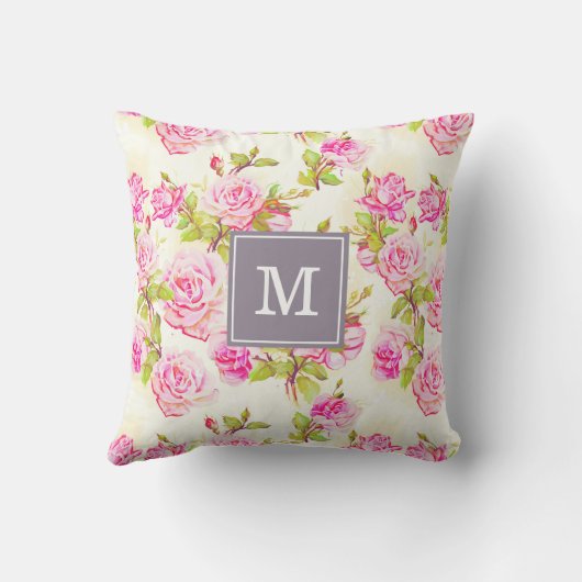 バラカスタム花柄オールドモノグラム枕 クッション (裏面)
