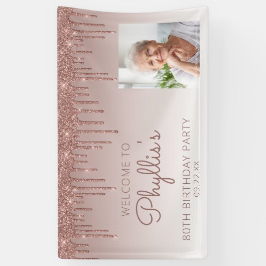 バラカスタム金ゴールドグリッタードリップ80誕生日 横断幕 (縦)