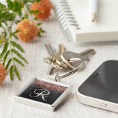 バラカスタム金ゴールドグリッターブラックスパークルモノグラム キーホルダー (側面)