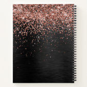 バラカスタム金ゴールドグリッターブラックスパークルモノグラム ノートブック (裏面)