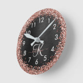 バラカスタム金ゴールドグリッターブラックスパークルモノグラム ラウンド壁時計 (傾斜)