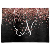 バラカスタム金ゴールドグリッターブラックスパークルモノグラム ラージペーパーバッグ (正面)