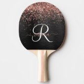 バラカスタム金ゴールドグリッターブラックスパークルモノグラム 卓球ラケット (正面)