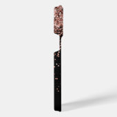 バラカスタム金ゴールドグリッターブラックスパークルモノグラム iPhoneケース (右側面)