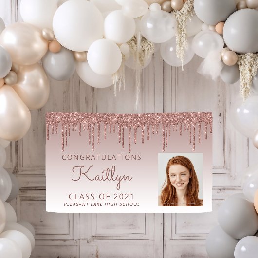 バラカスタム金ゴールドグリッター点滴卒業 横断幕