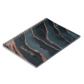 バラカスタム金ゴールドダークブルーマーブルパターン ノートブック (左側)